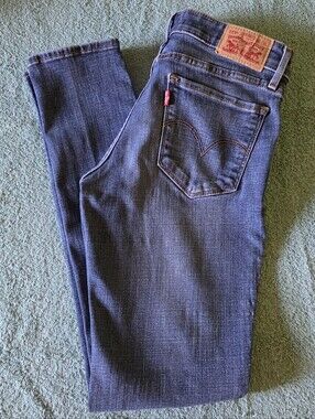 Levi's 711 Mid Rise Skinny Jeans Distressed Blue 27